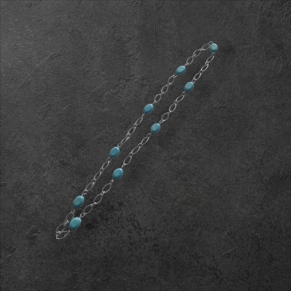 Silver Turquoise Necklace 36"